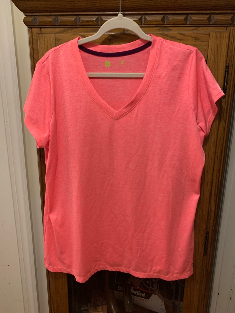 Xersion Women's V-Neck Tee - Neon Pink